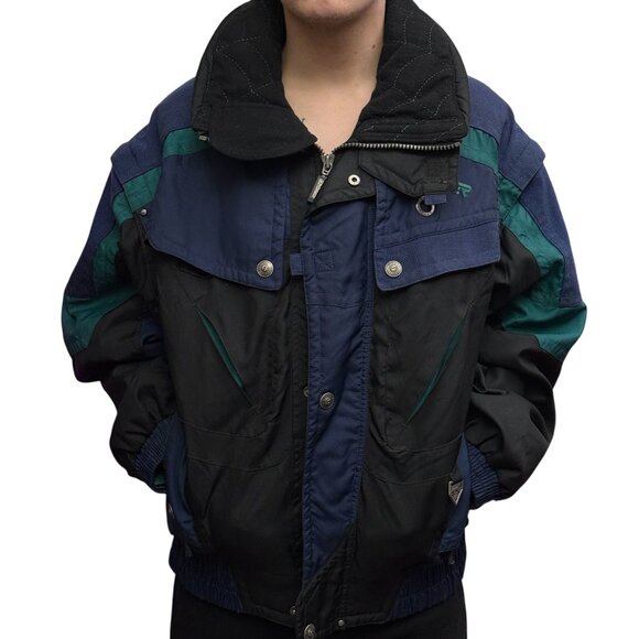 Spyder Ski Jacket Black/Green/Navy Mens 52 - Picture 1 of 3